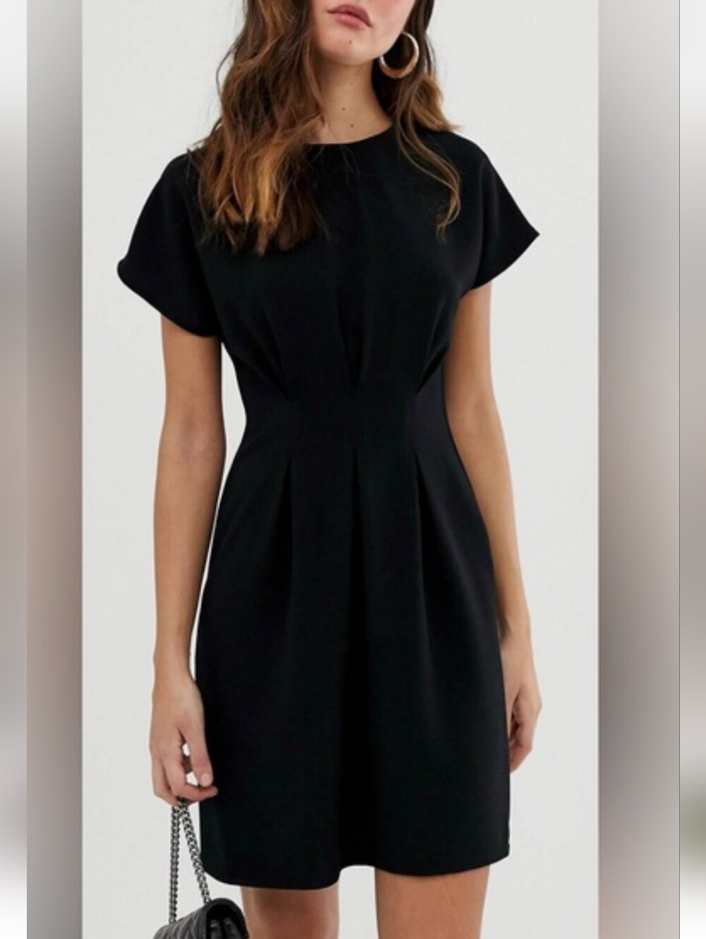 ASOS Design Women's Short Sleeve Nipped In Waist Mini Dress Black Size 8 New